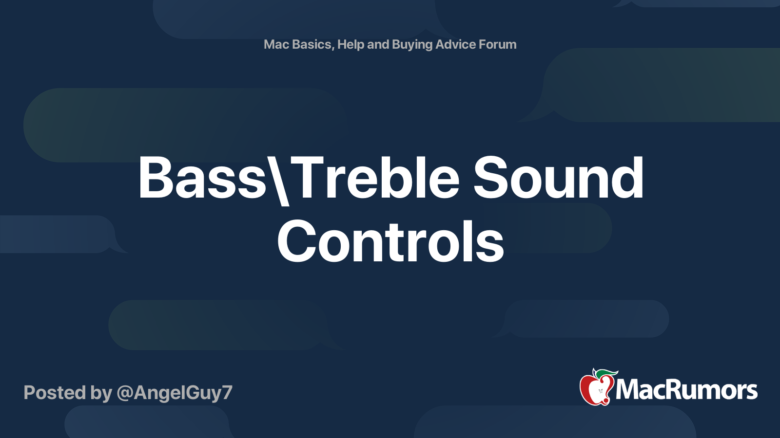 Bass Treble Sound Controls MacRumors Forums