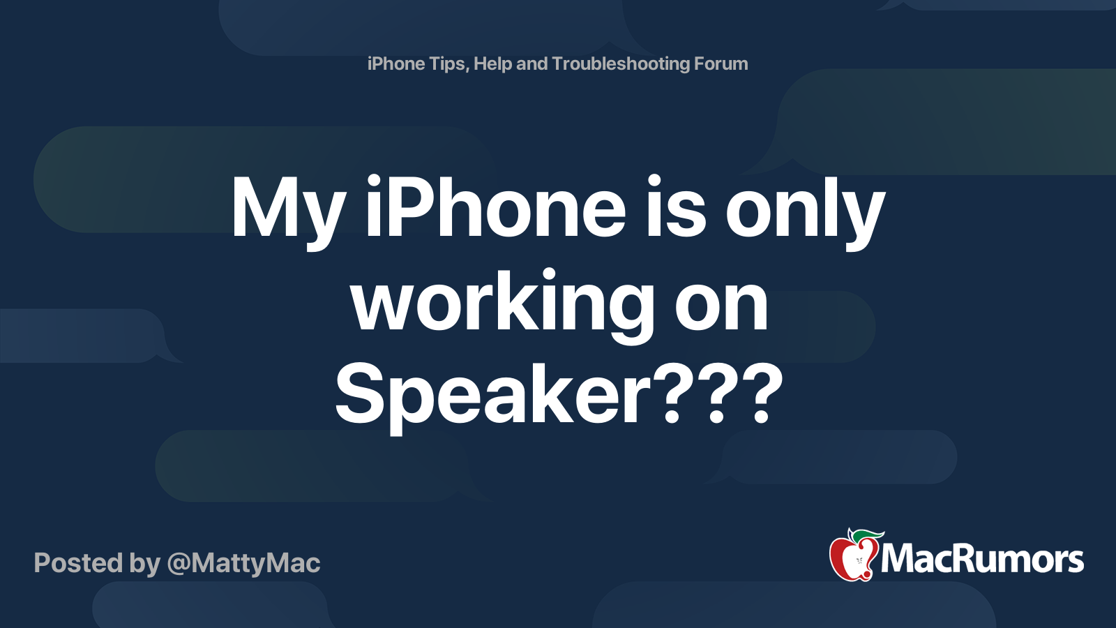 My iPhone is only working on Speaker??? | MacRumors Forums