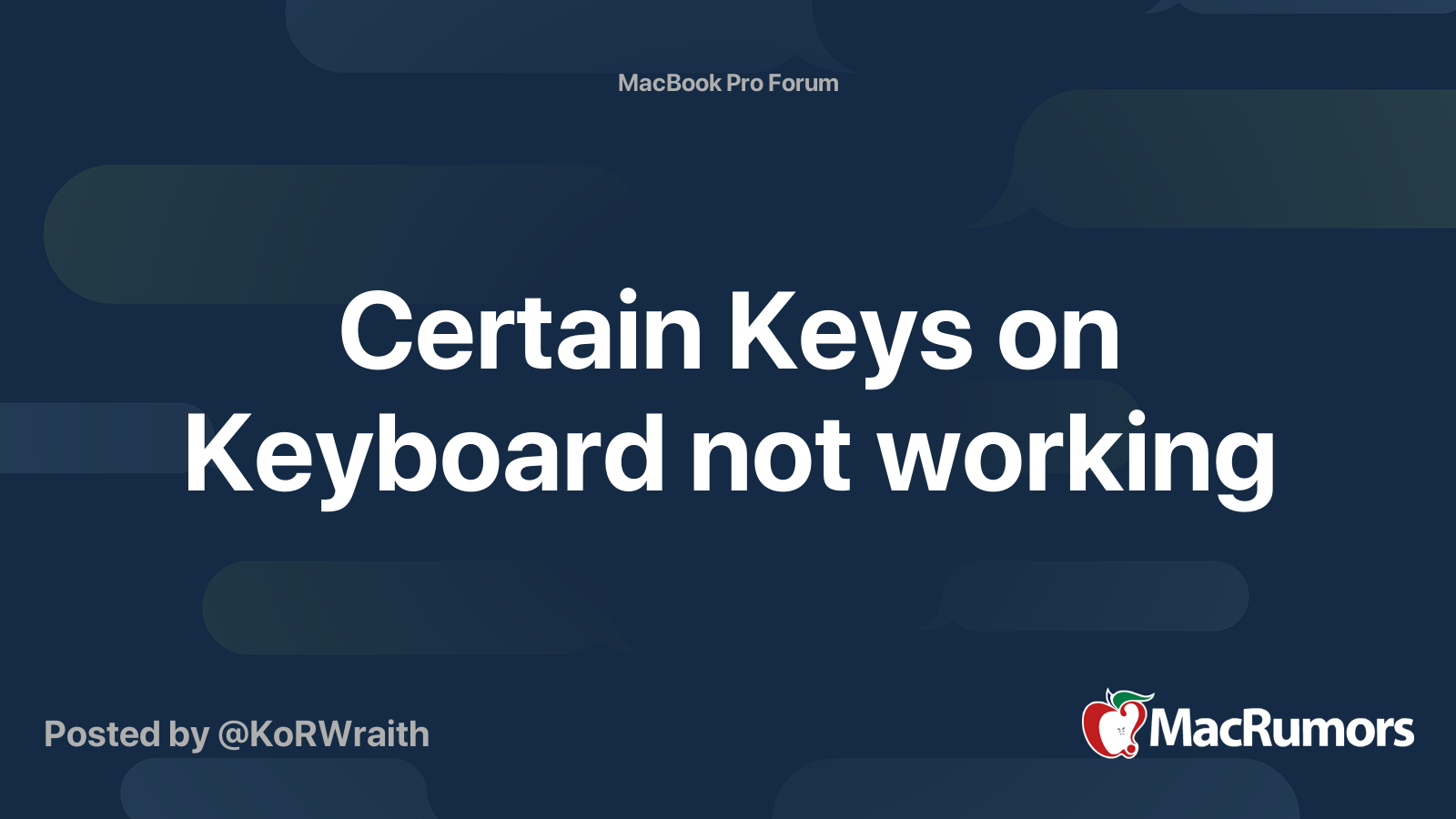 Certain Keys on Keyboard not working MacRumors Forums