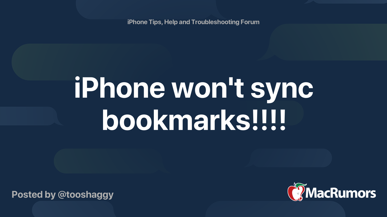 iPhone won't sync bookmarks!!!! MacRumors Forums