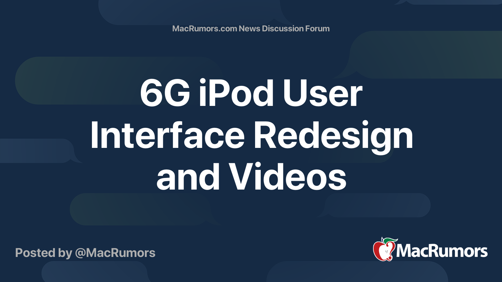 6G iPod User Interface Redesign and Videos | MacRumors Forums
