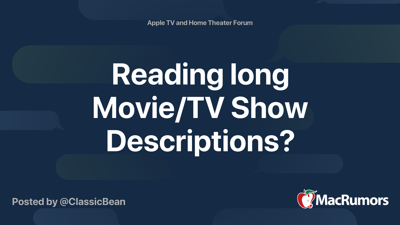 Reading long Movie/TV Show Descriptions? MacRumors Forums
