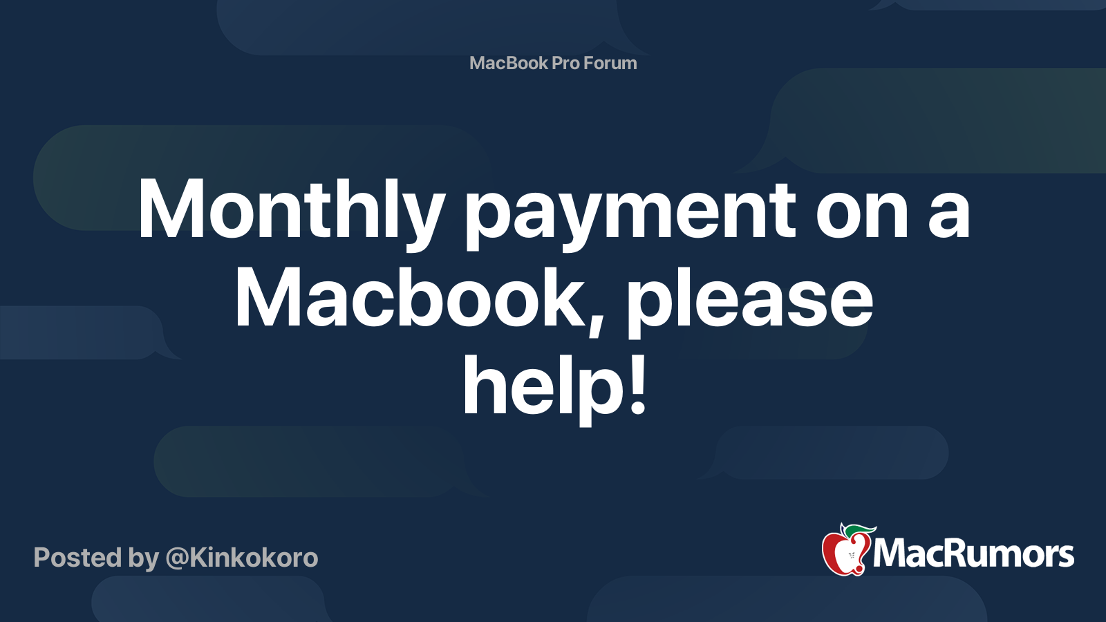 Monthly payment on a Macbook, please help! MacRumors Forums
