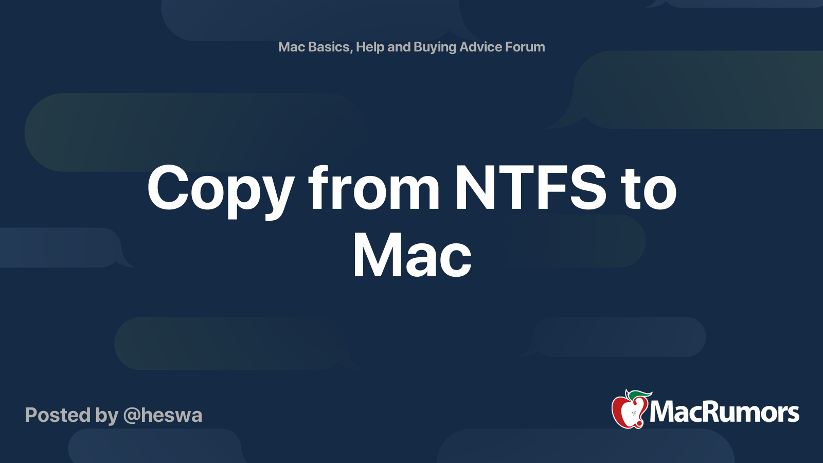 Copy from NTFS to Mac | MacRumors Forums