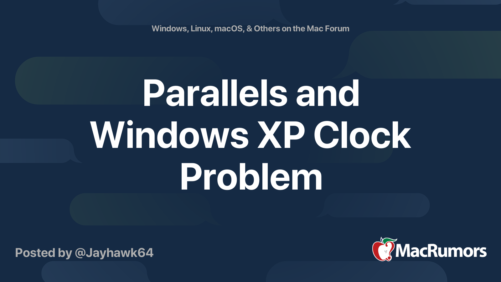 Parallels and Windows XP Clock Problem | MacRumors Forums