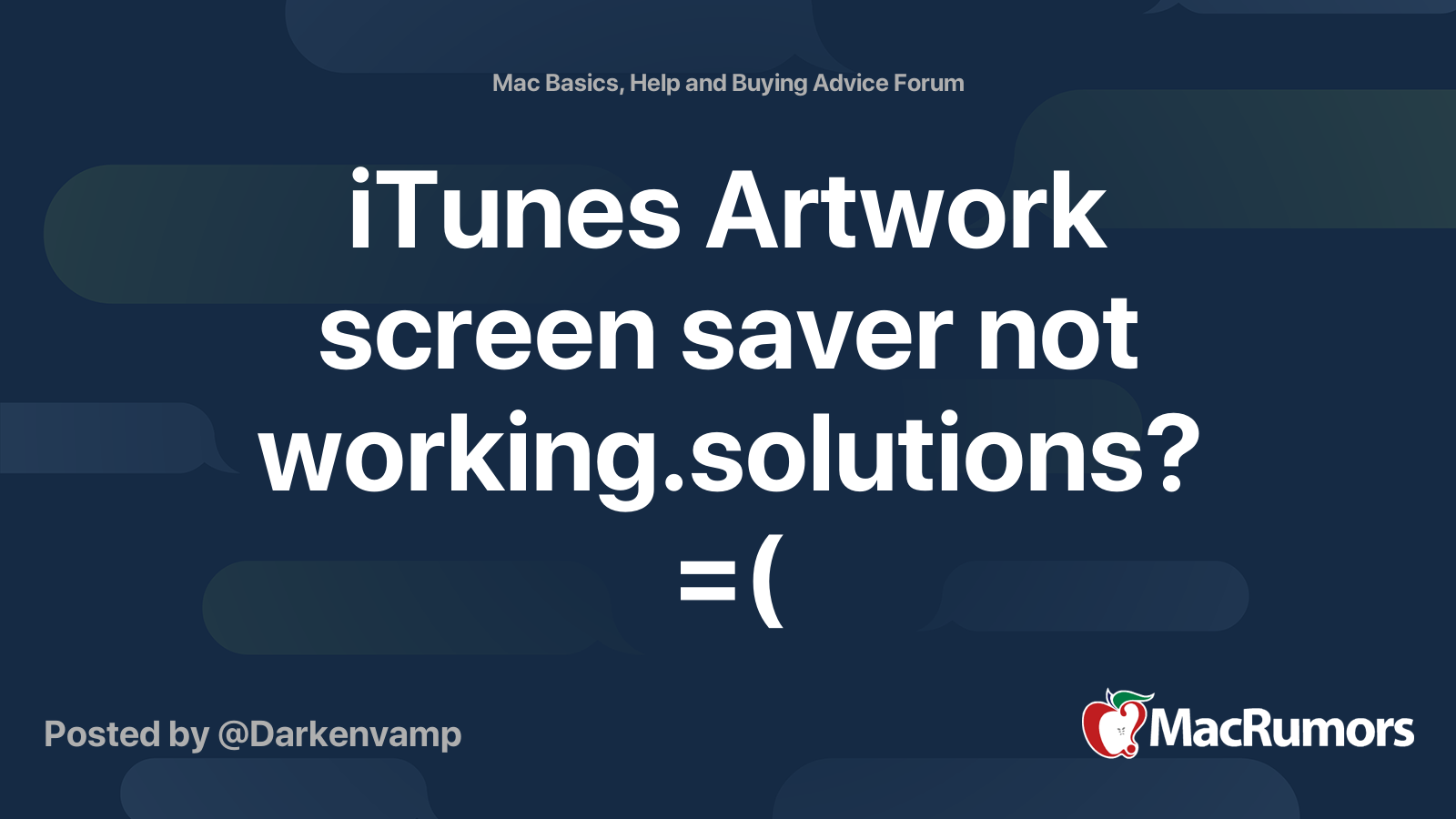 iTunes Artwork screen saver not working.solutions? =( MacRumors Forums