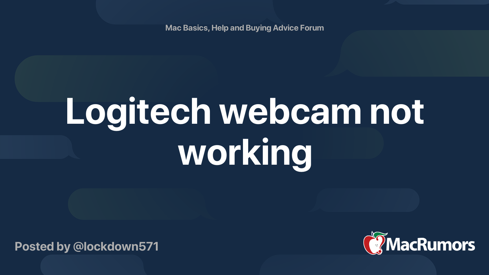 Logitech webcam not working MacRumors Forums