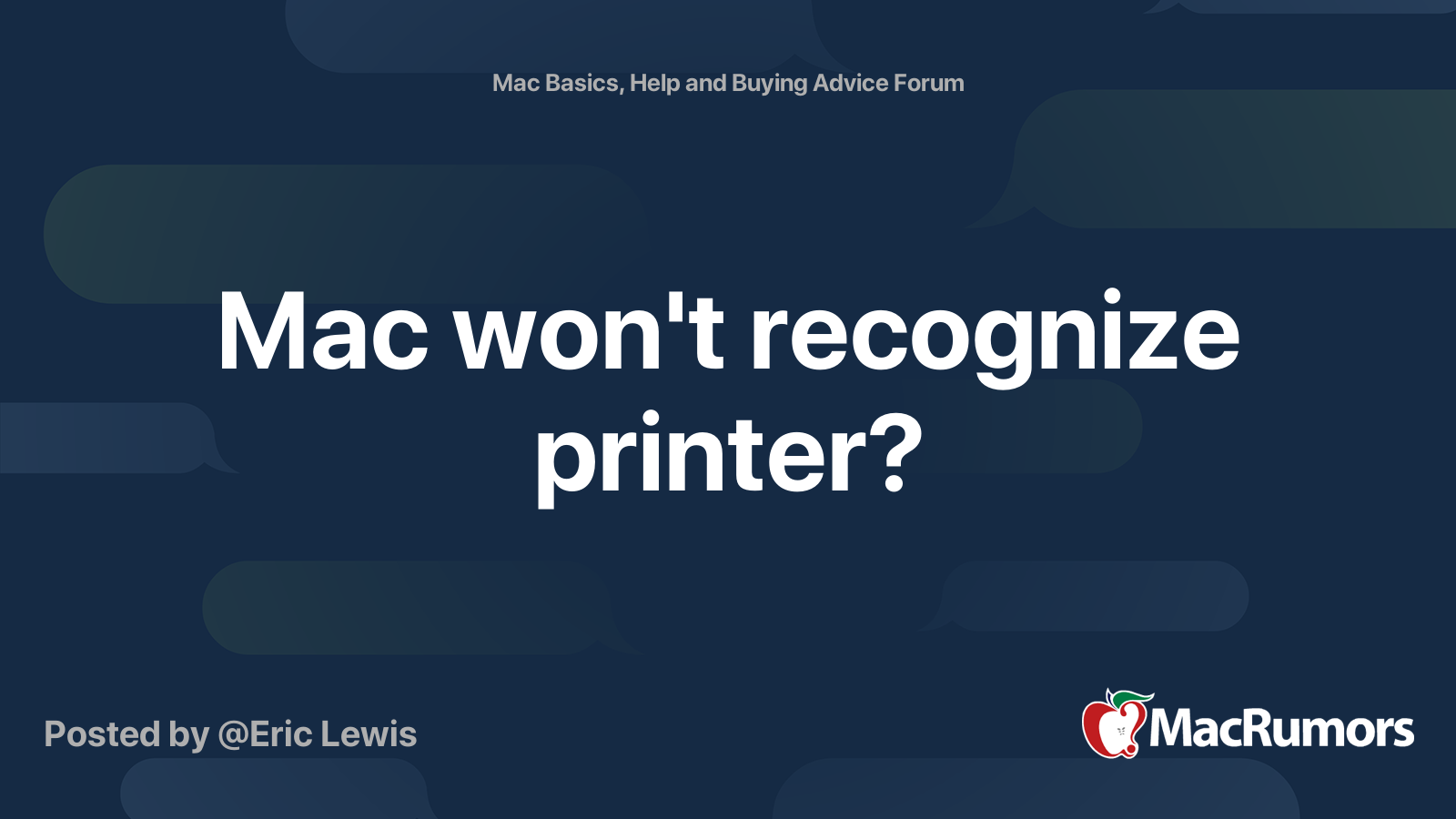 Mac won't recognize printer? MacRumors Forums