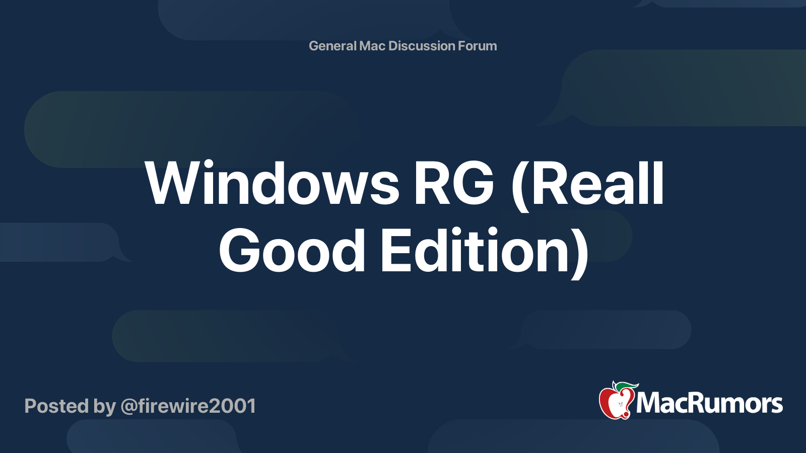 Windows RG (Reall Good Edition) MacRumors Forums