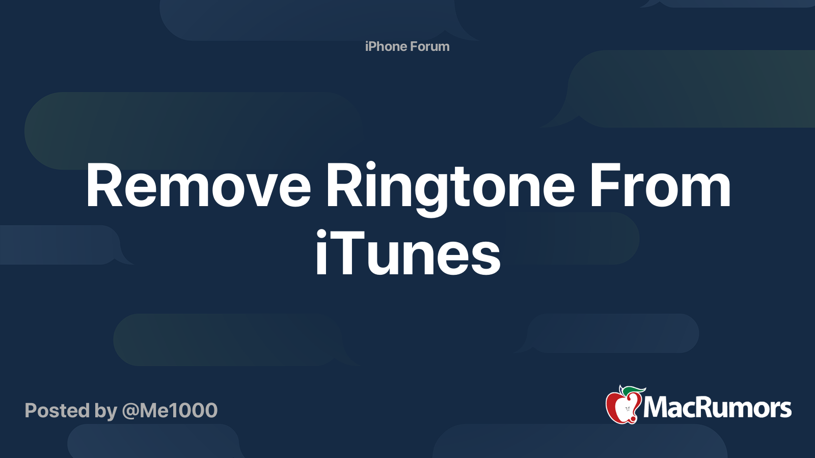 Remove Ringtone From iTunes MacRumors Forums