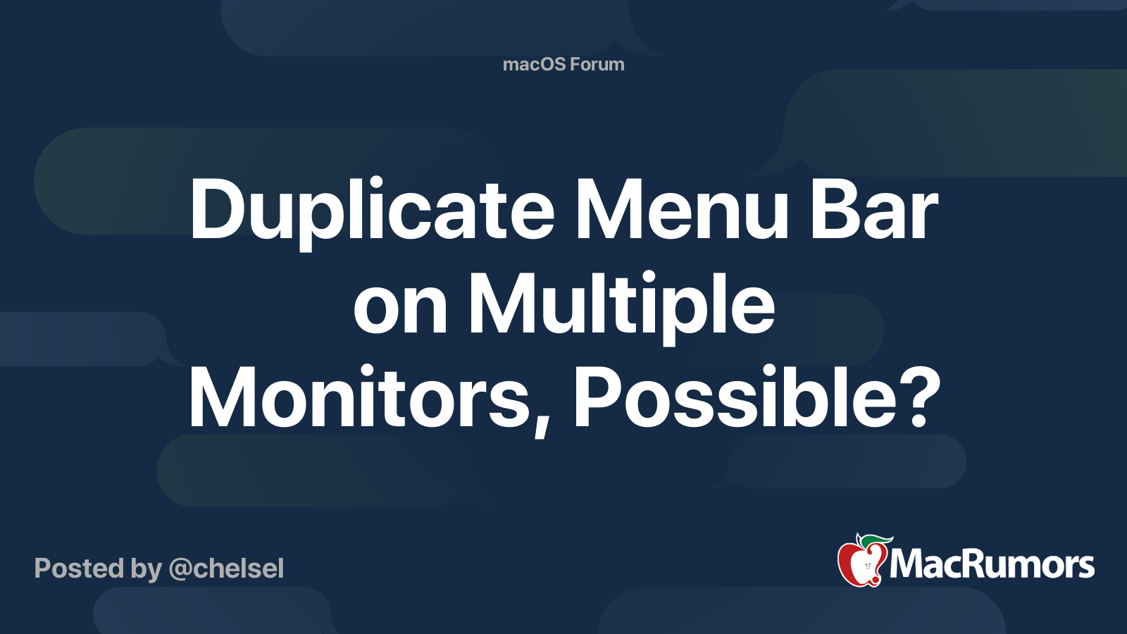 Duplicate Menu Bar On Multiple Monitors Possible MacRumors Forums