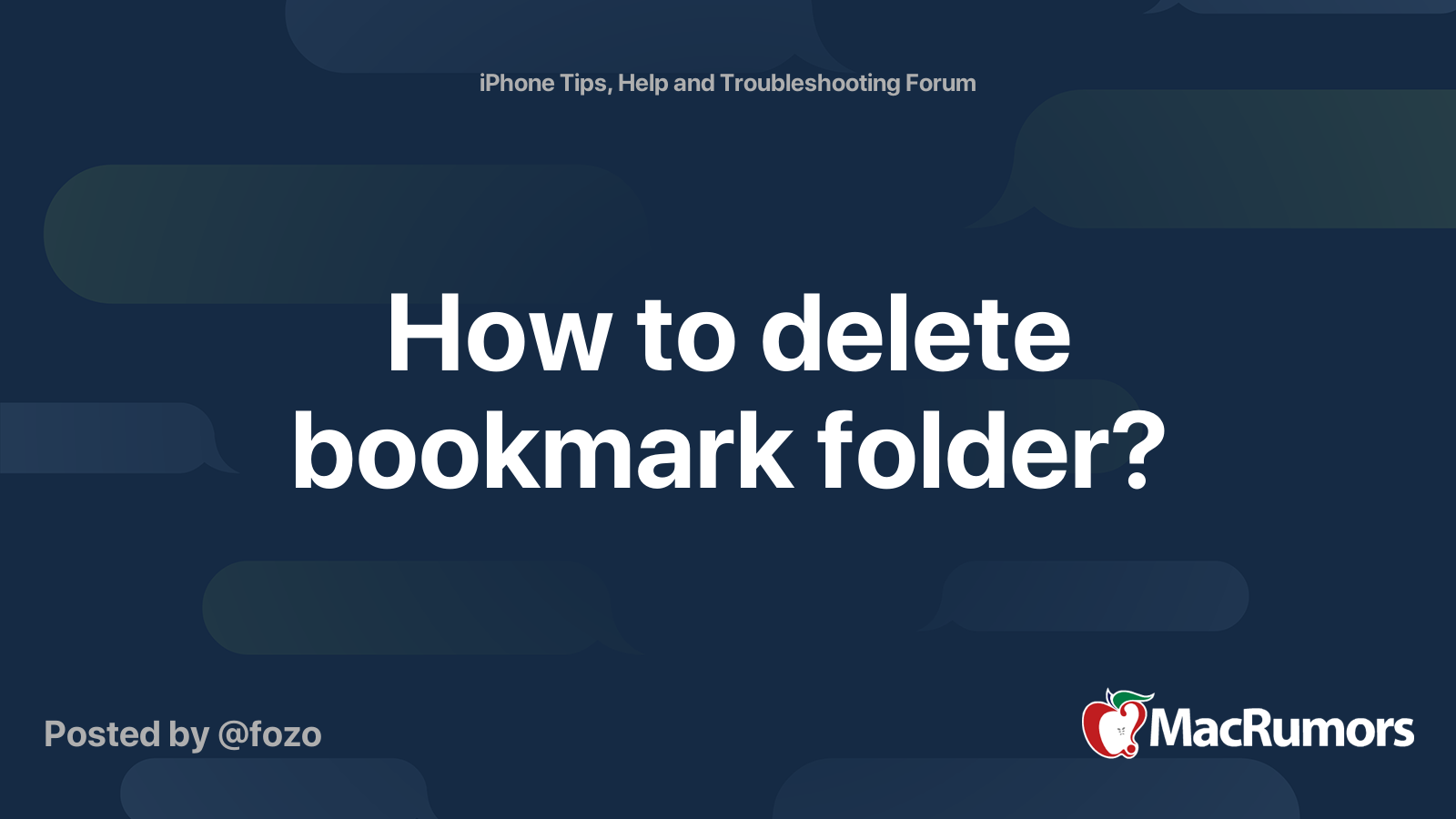 How to delete bookmark folder? MacRumors Forums