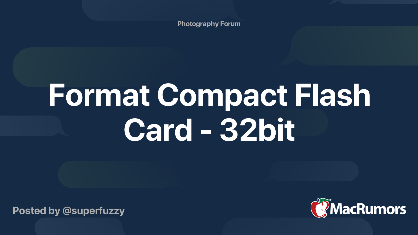 Format Compact Flash Card 32bit MacRumors Forums