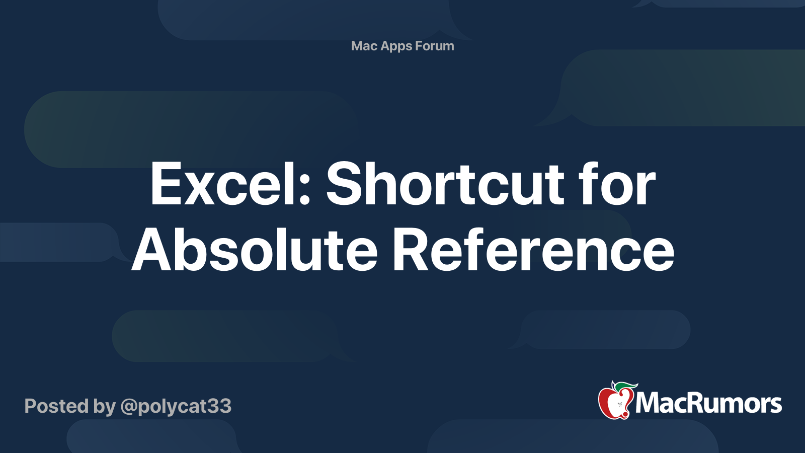 mac excel shortcut for absolute reference