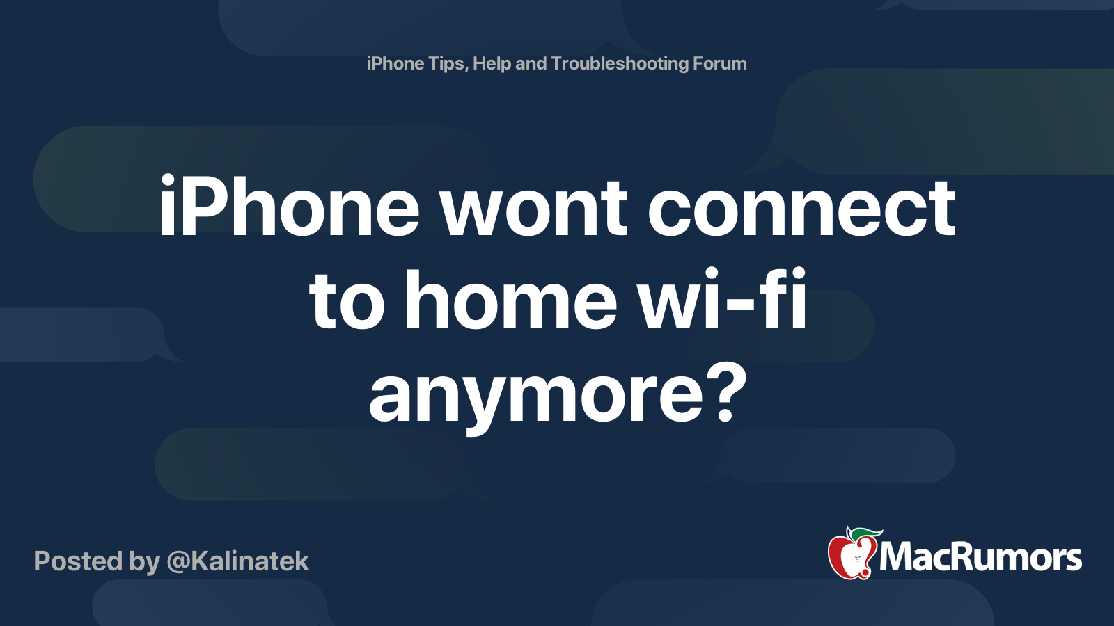 iPhone wont connect to home wi-fi anymore? | MacRumors Forums