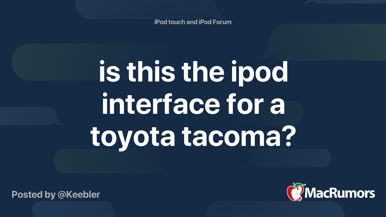 is this the ipod interface for a toyota MacRumors Forums