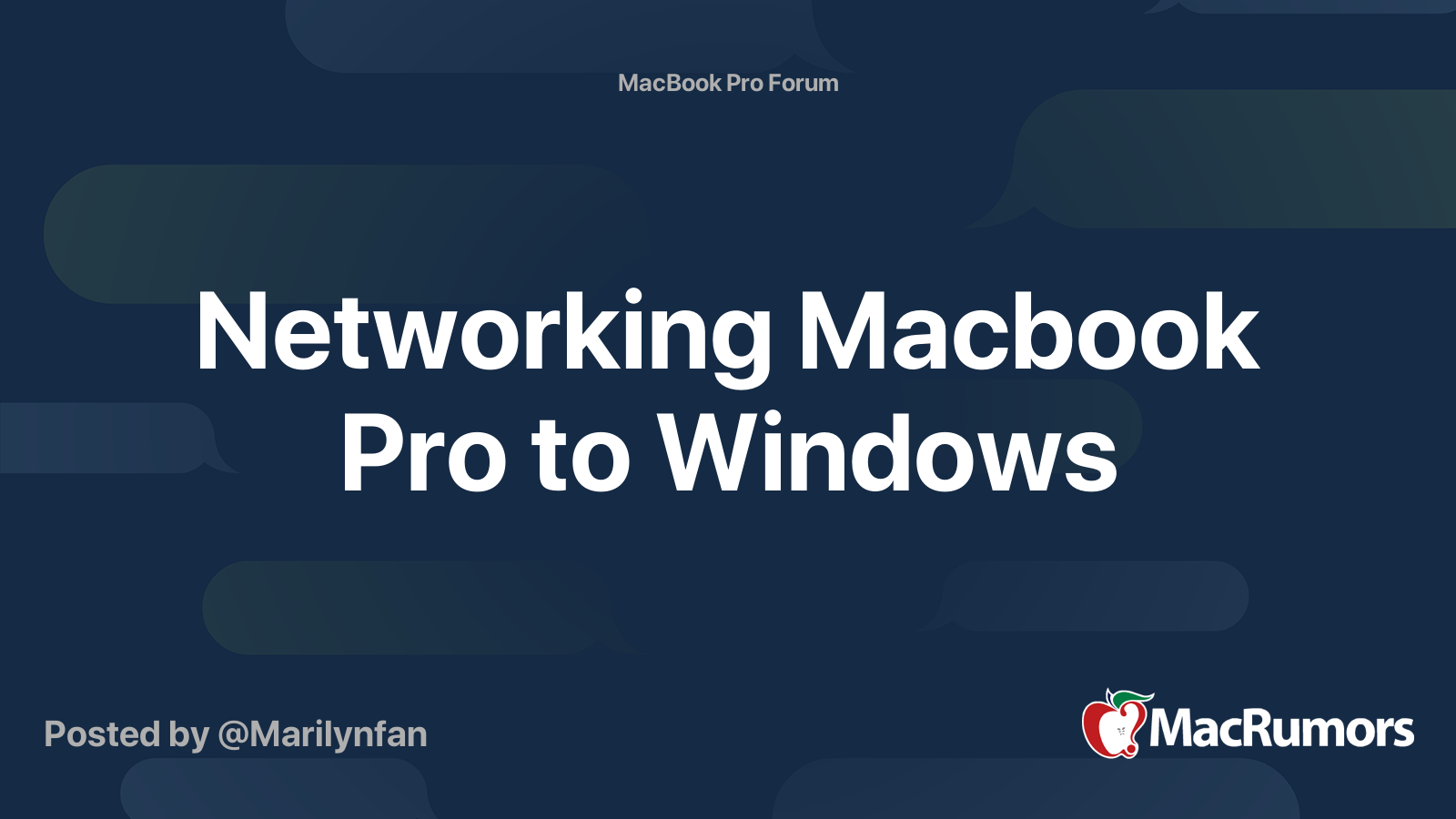 Networking Macbook Pro to Windows | MacRumors Forums