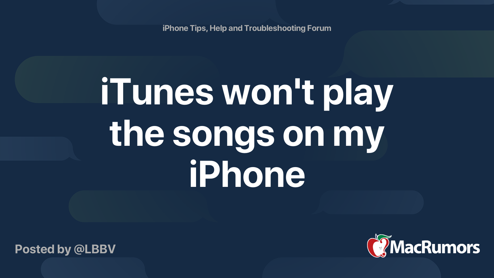 iTunes won't play the songs on my iPhone | MacRumors Forums