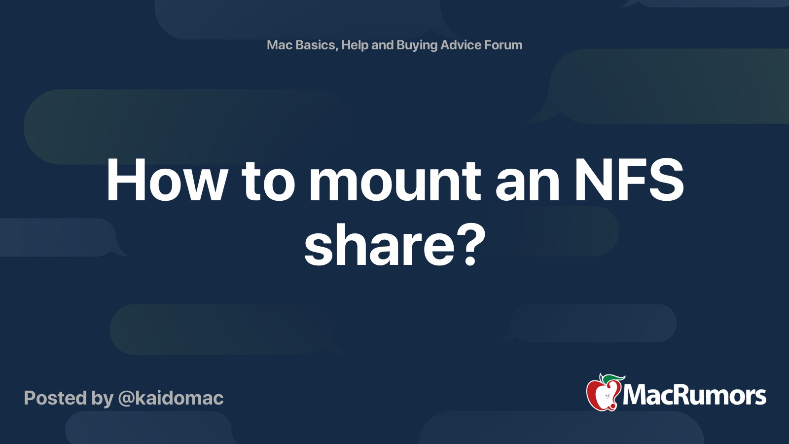 How to mount an NFS share? MacRumors Forums
