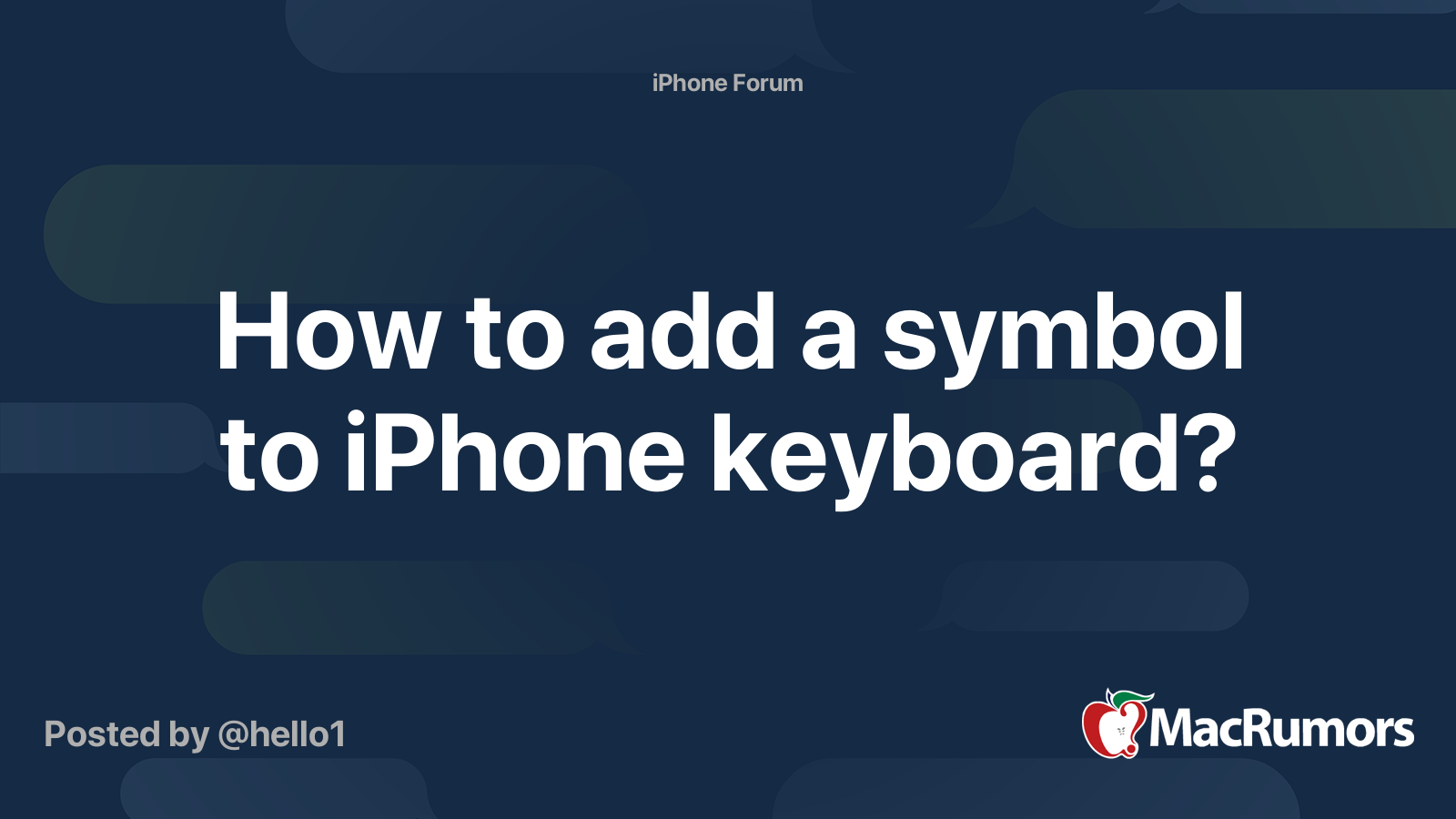 How to add a symbol to iPhone keyboard? | MacRumors Forums