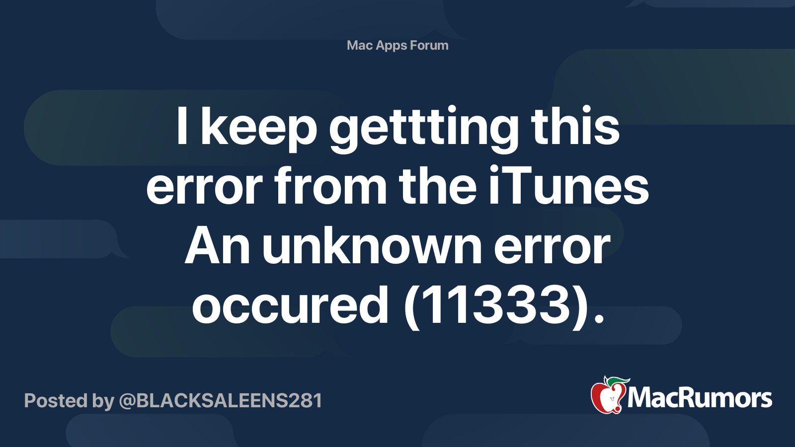 I keep gettting this error from the iTunes An unknown error occured ...