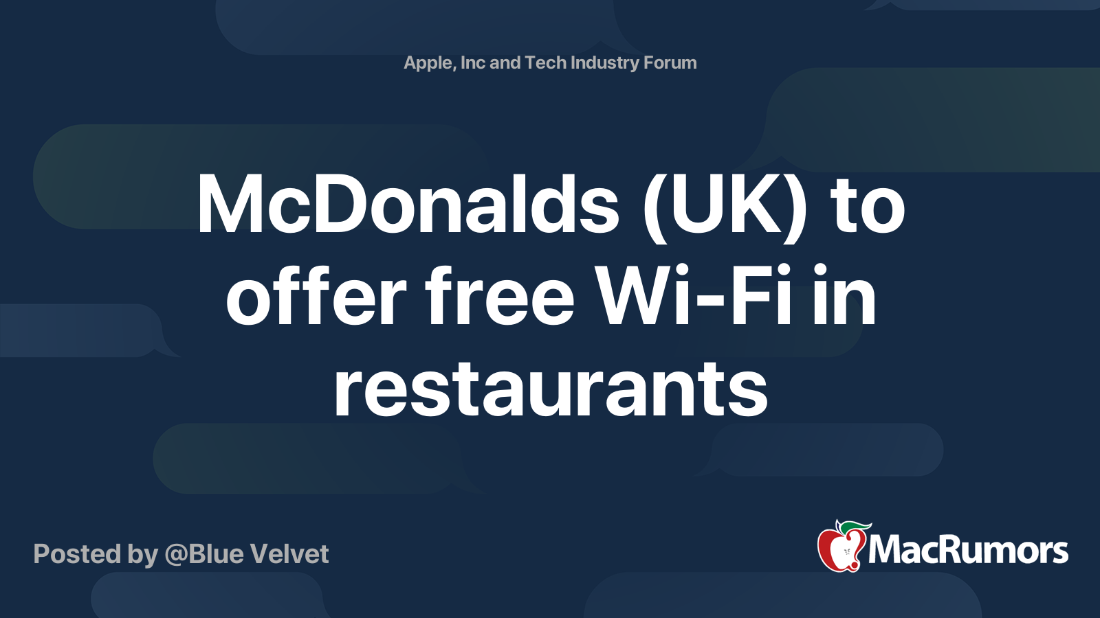 McDonalds (UK) to offer free WiFi in restaurants MacRumors Forums
