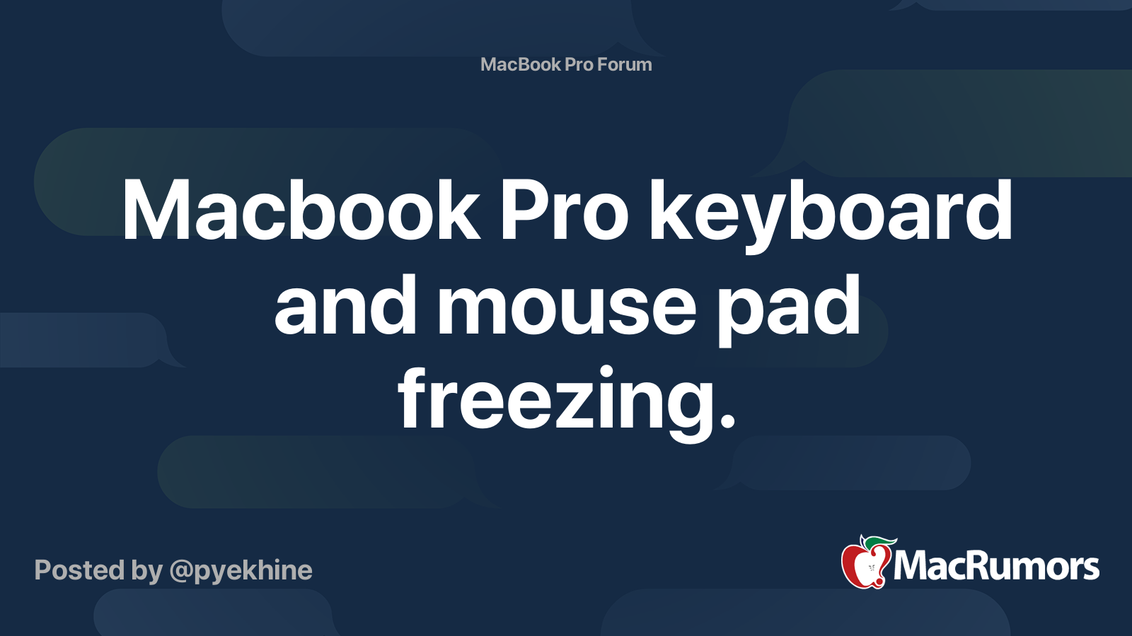 Macbook Pro keyboard and mouse pad freezing. MacRumors Forums