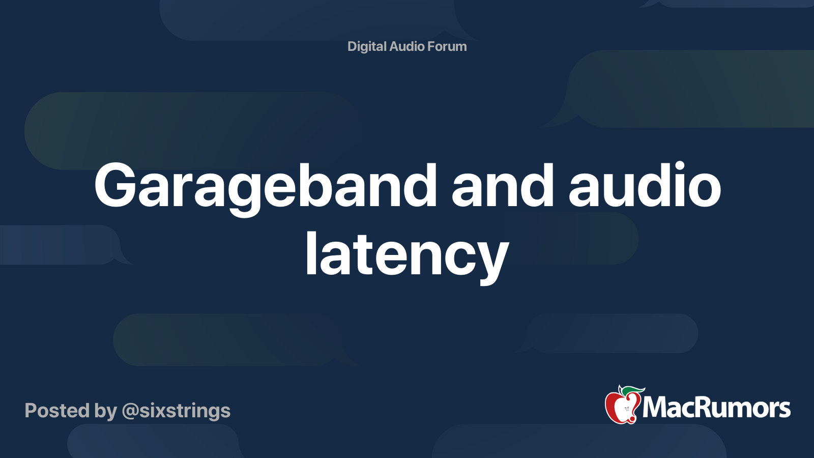 Garageband and audio latency MacRumors Forums