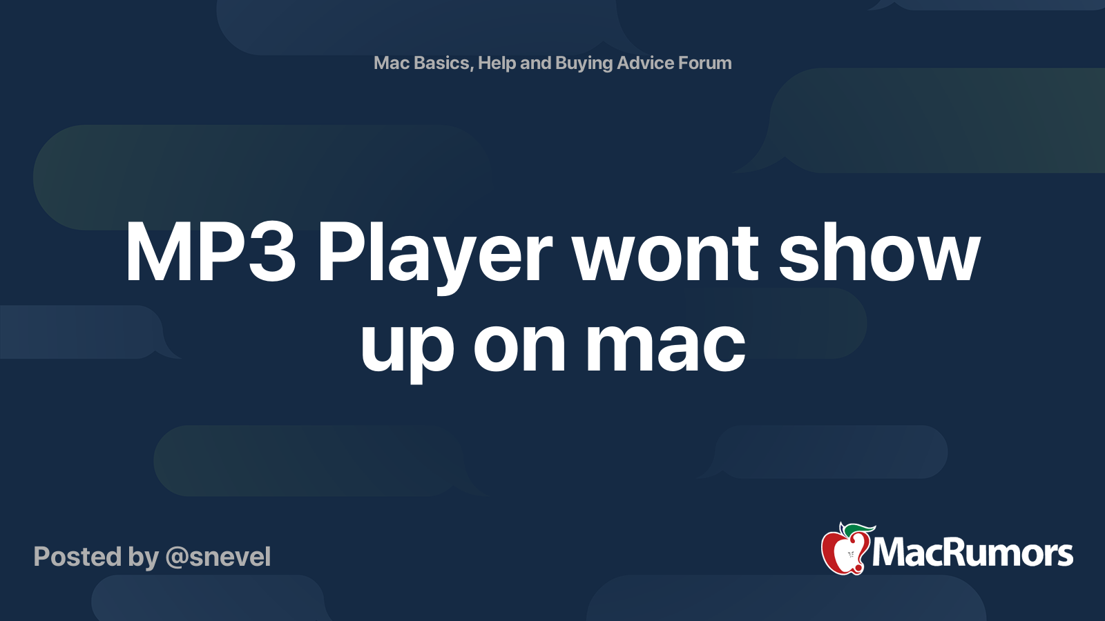 MP3 Player wont show up on mac MacRumors Forums