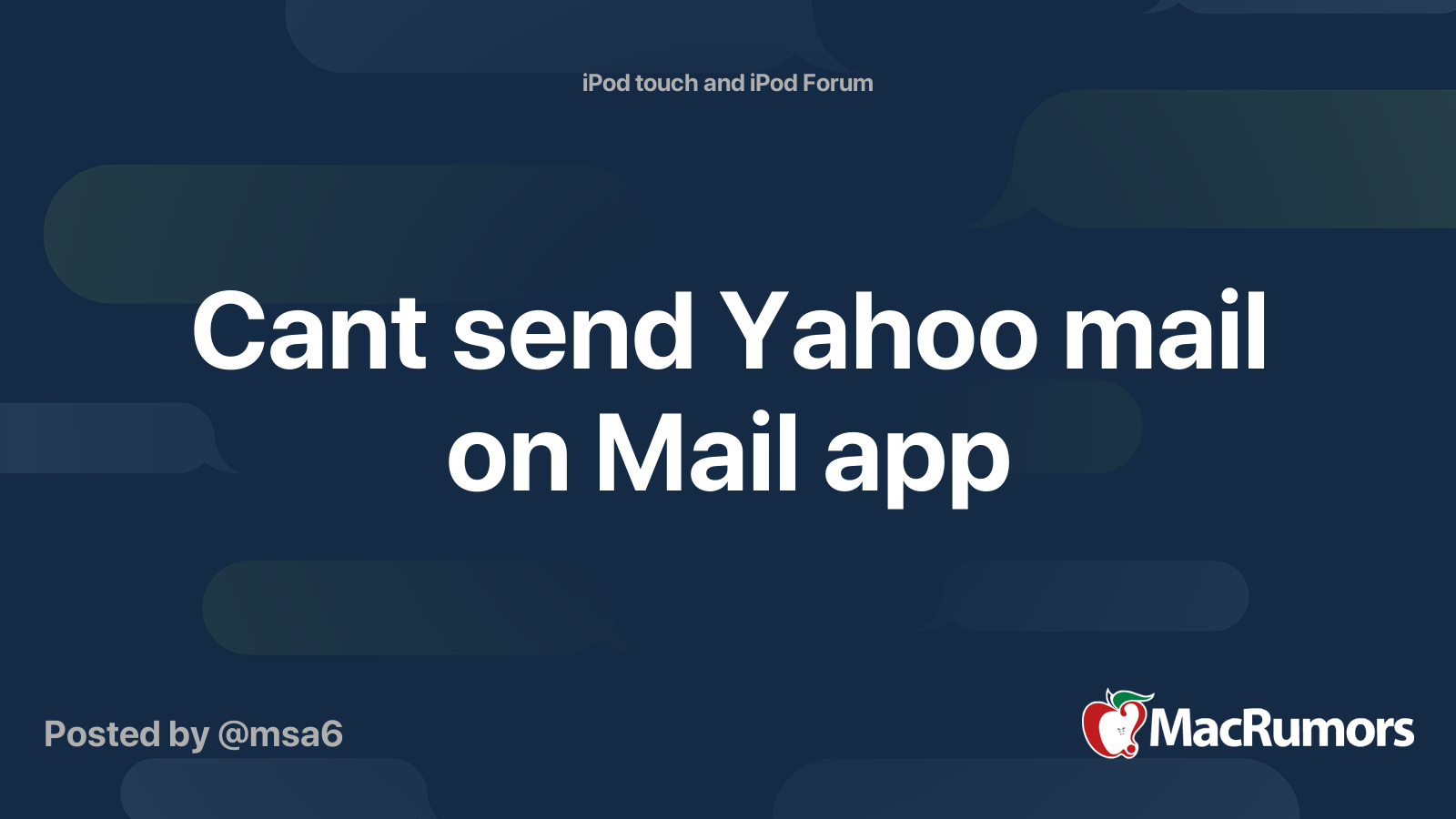 cannot send yahoo mail on iphone