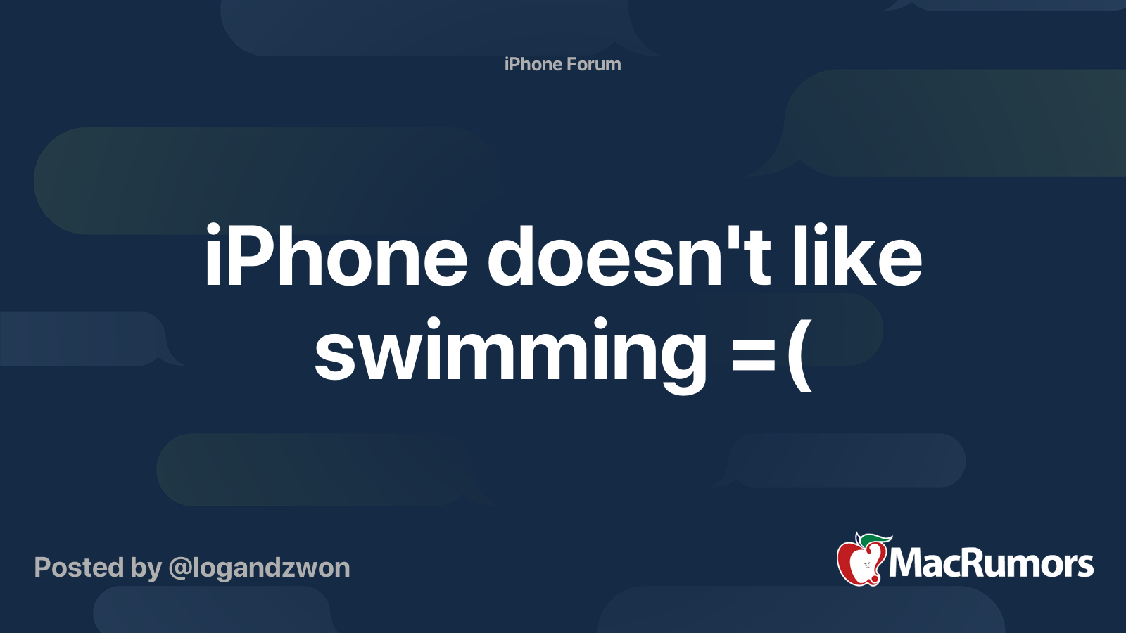 iPhone doesn't like swimming =( | MacRumors Forums