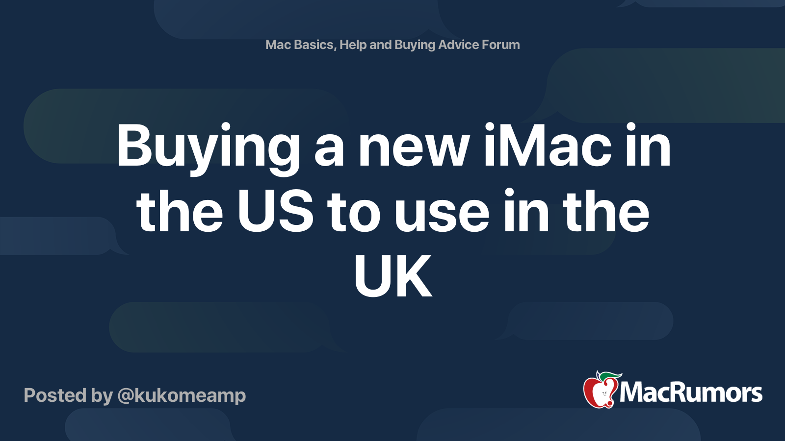 Buying a new iMac in the US to use in the UK | MacRumors Forums