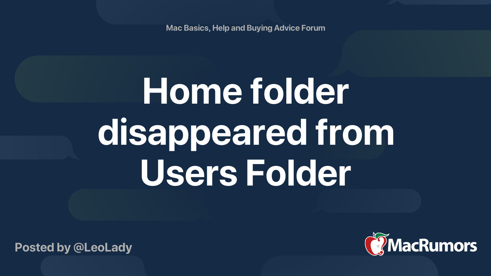Home folder disappeared from Users Folder | MacRumors Forums