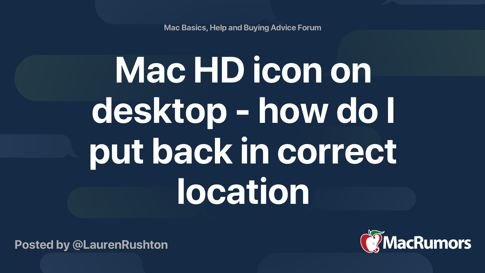 Mac HD Icon On Desktop How Do I Put Back In Correct Location