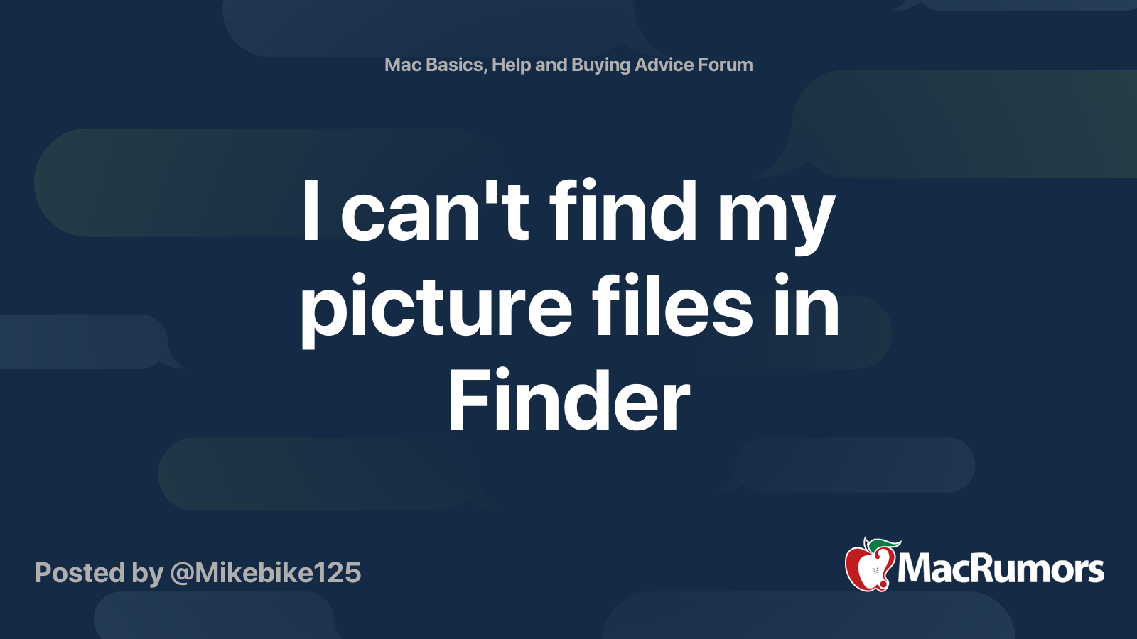 I can't find my picture files in Finder | MacRumors Forums