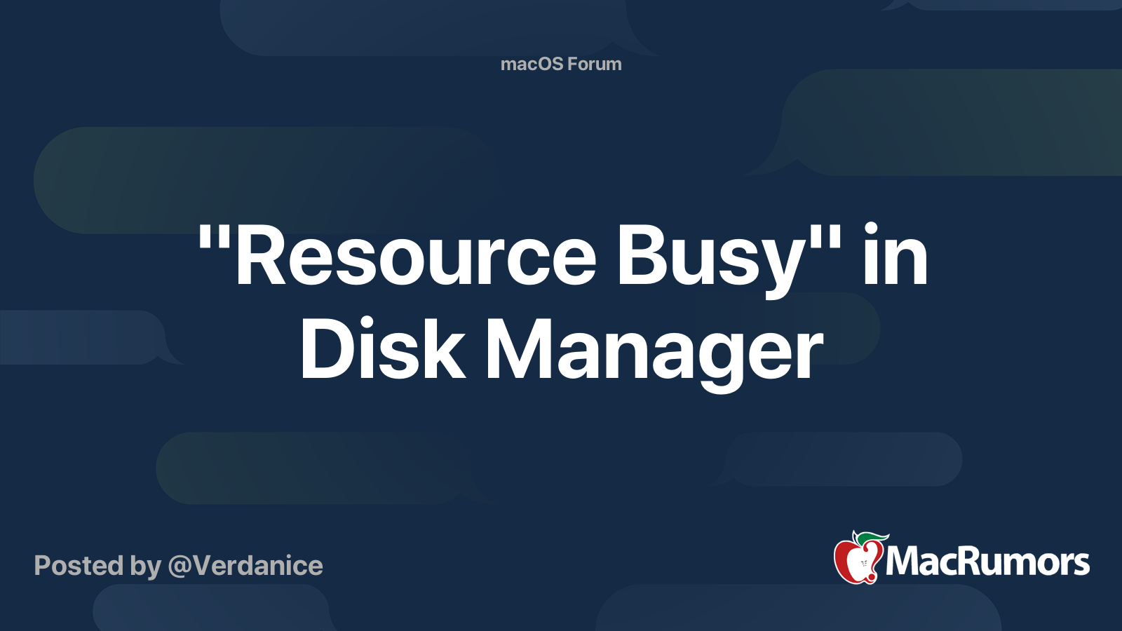 "Resource Busy" in Disk Manager MacRumors Forums