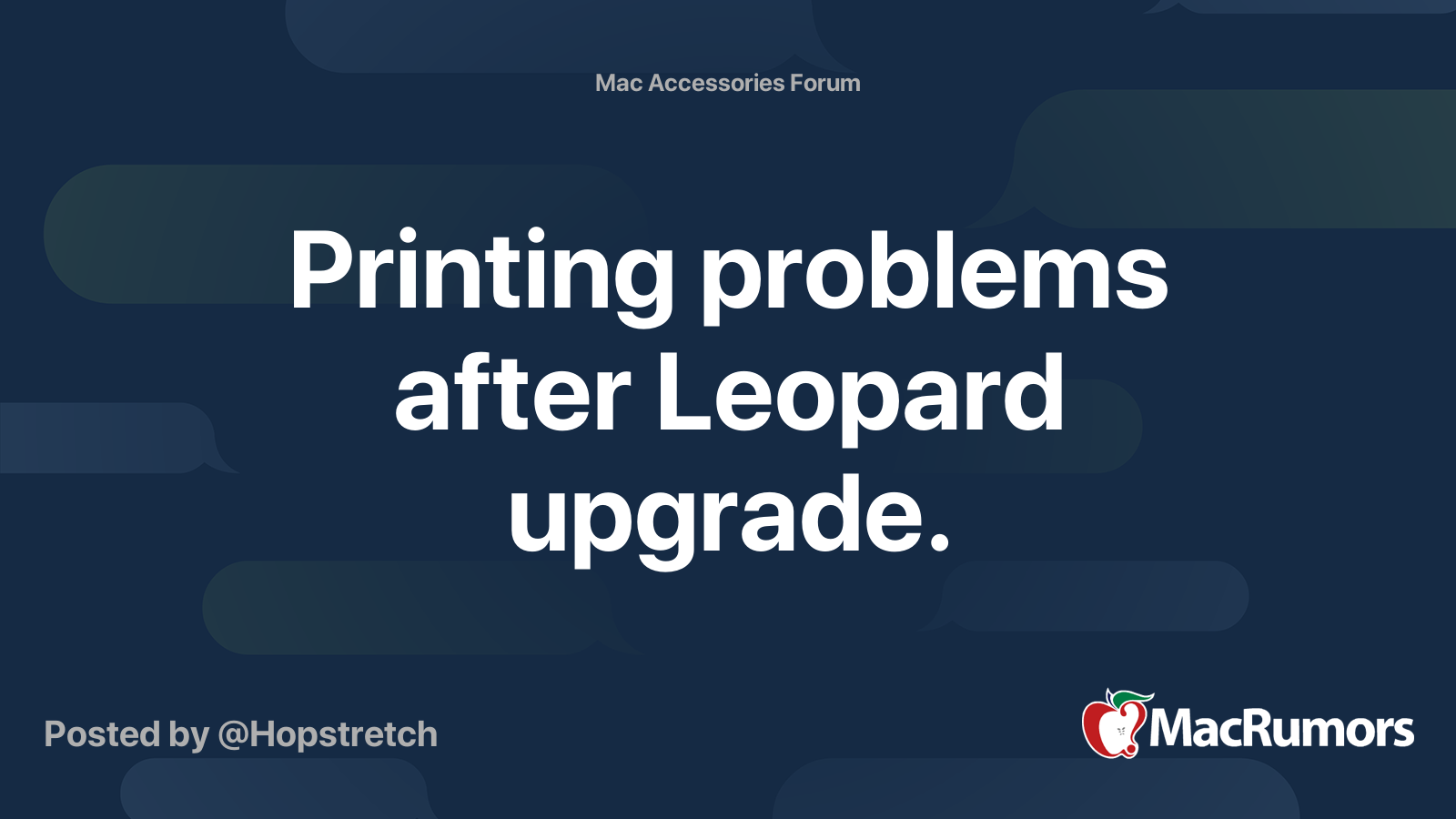 Printing problems after Leopard upgrade. | MacRumors Forums