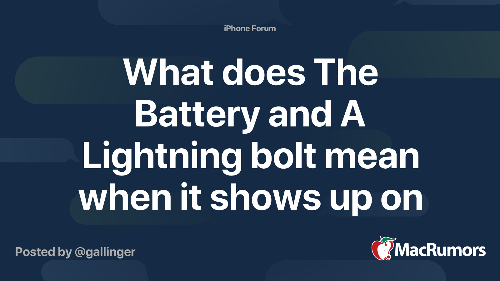 What Does The Battery And A Lightning Bolt Mean When It Shows Up On The Screen Macrumors Forums