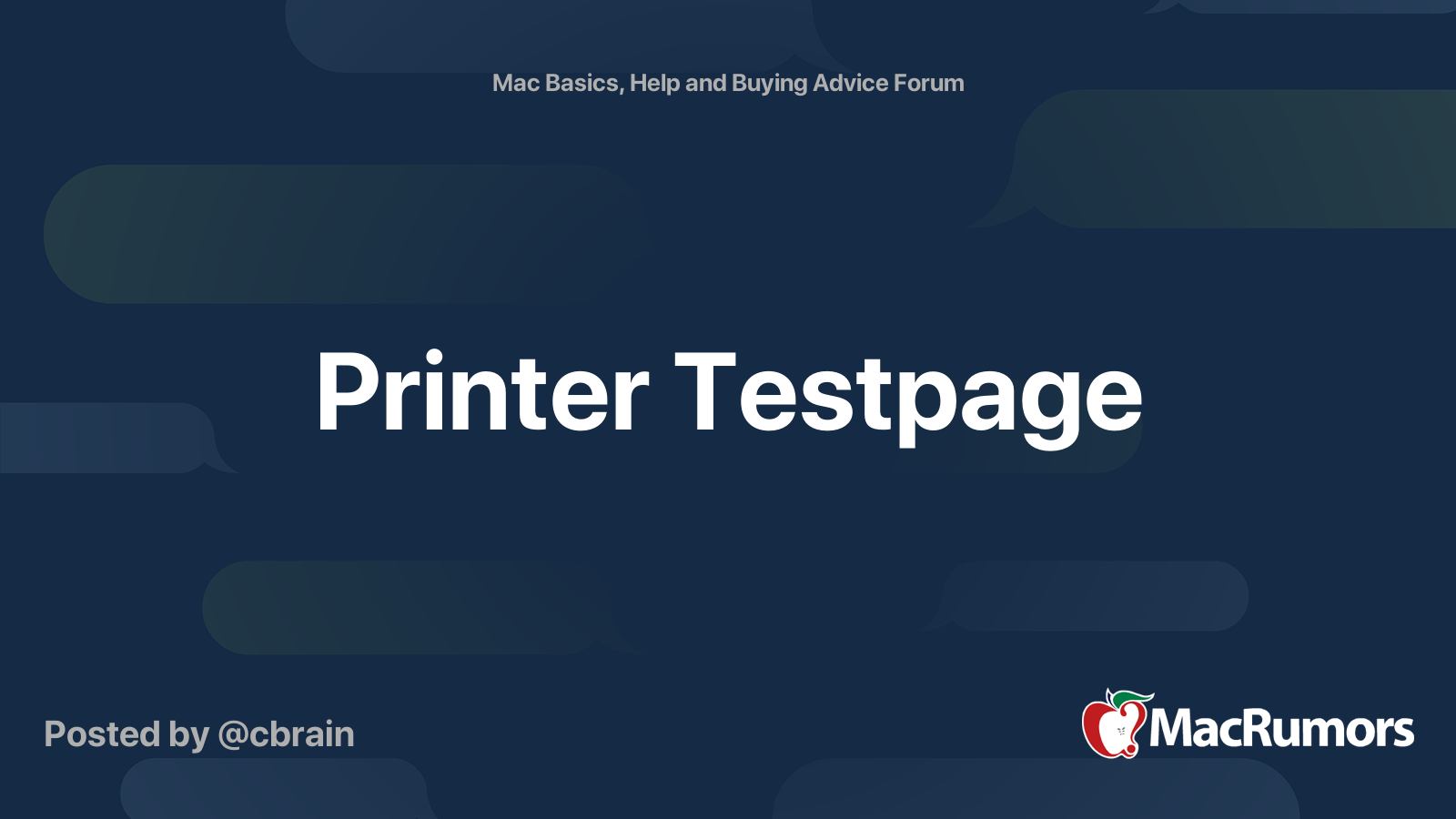 Printer Testpage | MacRumors Forums