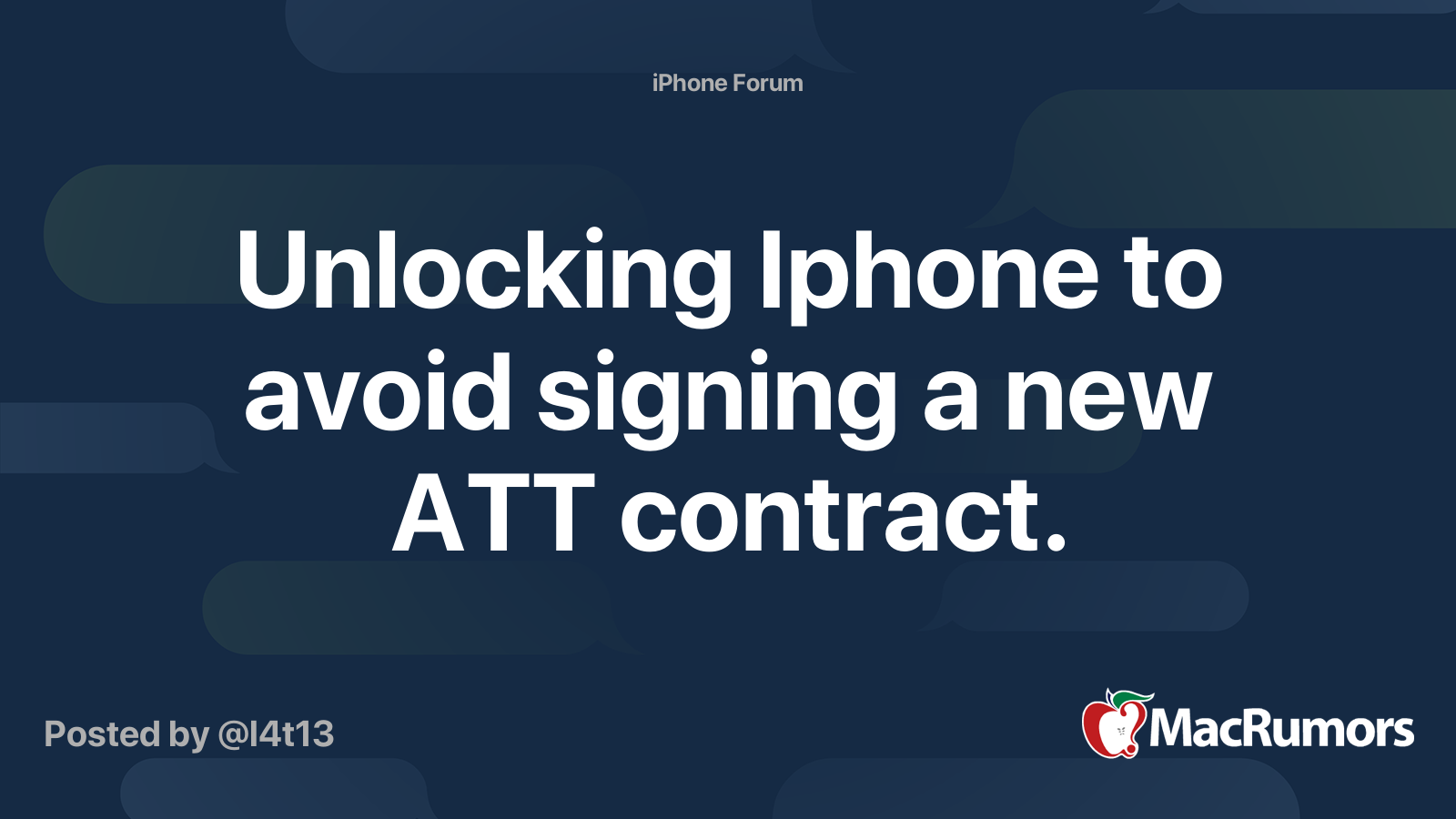 Unlocking Iphone to avoid signing a new ATT contract. MacRumors Forums