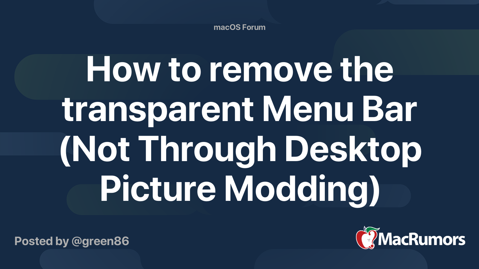 How to remove the transparent Menu Bar (Not Through Desktop Picture