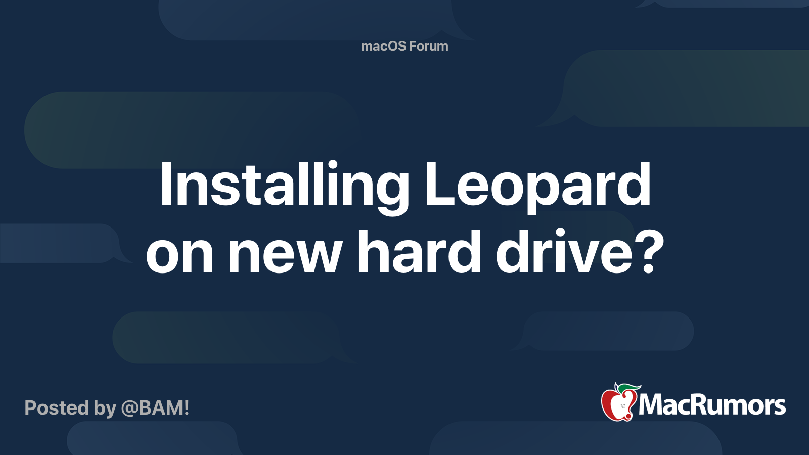 Installing Leopard on new hard drive? | MacRumors Forums