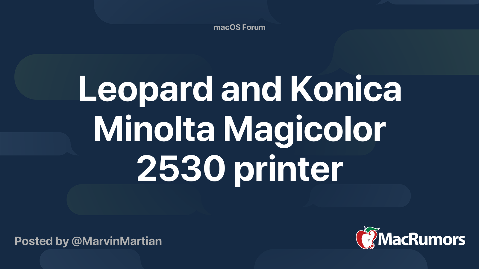 Leopard and Konica Minolta Magicolor 2530 printer MacRumors Forums