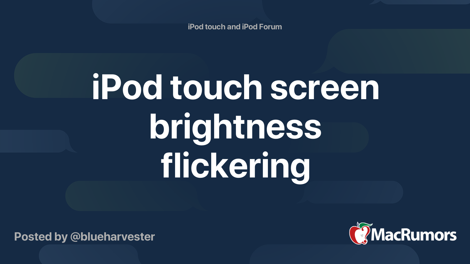 iPod touch screen brightness flickering MacRumors Forums