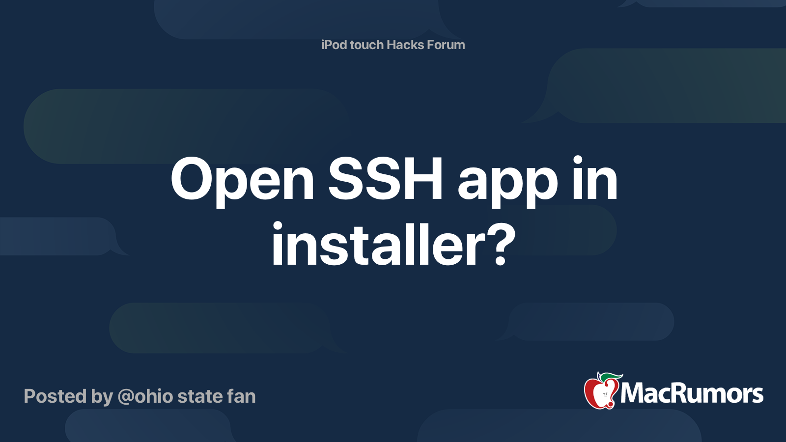 Open SSH app in installer? | MacRumors Forums