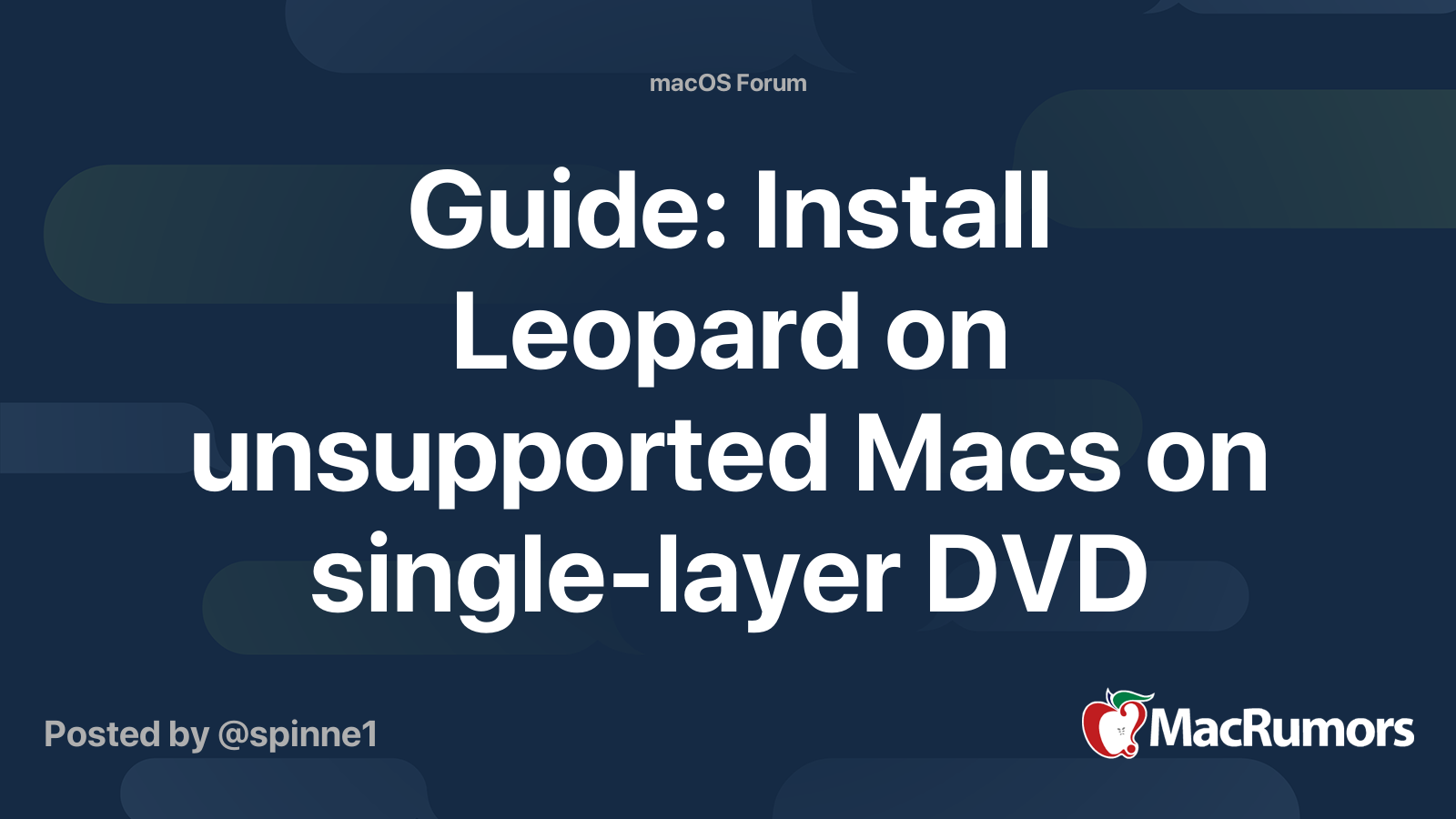 Guide: Install Leopard on unsupported Macs on single-layer DVD ...