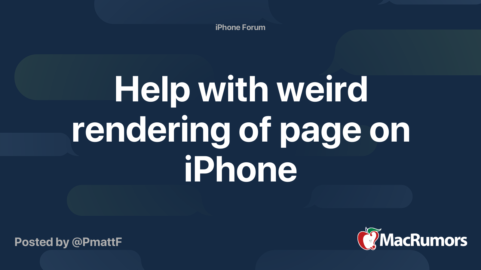 Help with weird rendering of page on iPhone | MacRumors Forums