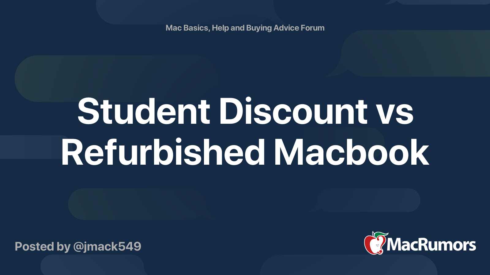 Student Discount vs Refurbished Macbook MacRumors Forums