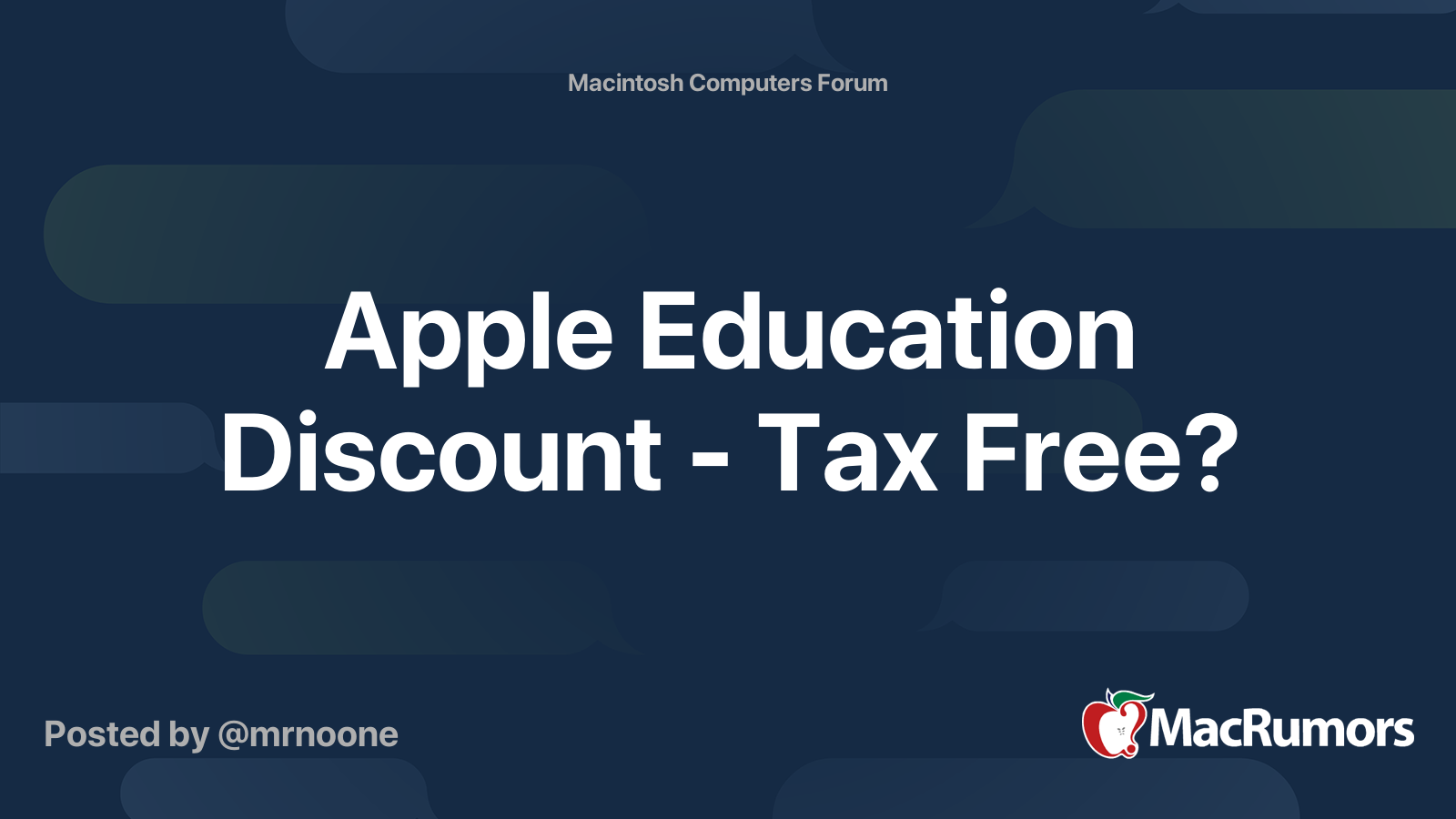 Apple Education Discount Tax Free? MacRumors Forums
