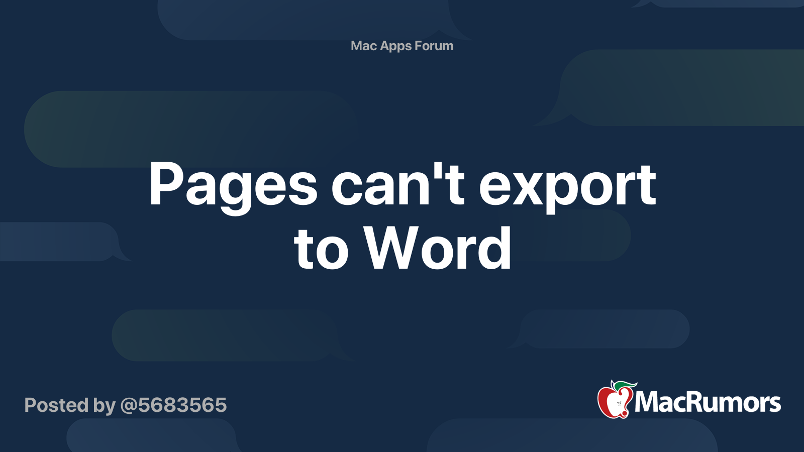Pages can't export to Word MacRumors Forums